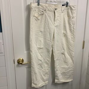American Eagle NWT Boy Fit White Destroy Wash Low Rise Relaxed Leg Jeans sz 14R